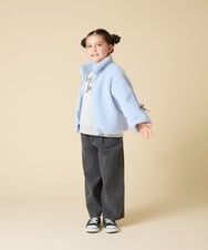 KJKKA34034 a.v.v KIDS(アー・ヴェ・ヴェ) [130-160]【袖デザイン/プリントロゴ＋パール調デザイン/通学にもオススメ】レーステープ裏毛トレーナー グレー