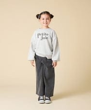 KJKKA34034 a.v.v KIDS(アー・ヴェ・ヴェ) [130-160]【袖デザイン/プリントロゴ＋パール調デザイン/通学にもオススメ】レーステープ裏毛トレーナー グレー