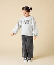 KJKKA34034 a.v.v KIDS(アー・ヴェ・ヴェ) [130-160]【袖デザイン/プリントロゴ＋パール調デザイン/通学にもオススメ】レーステープ裏毛トレーナー グレー