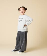 KJKKA34034 a.v.v KIDS(アー・ヴェ・ヴェ) [130-160]【袖デザイン/プリントロゴ＋パール調デザイン/通学にもオススメ】レーステープ裏毛トレーナー グレー