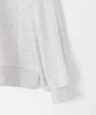 KJKKA34034 a.v.v KIDS(アー・ヴェ・ヴェ) [130-160]【袖デザイン/プリントロゴ＋パール調デザイン/通学にもオススメ】レーステープ裏毛トレーナー グレー