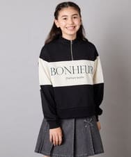 KJKKA40039 a.v.v KIDS(アー・ヴェ・ヴェ) [130-160]切り替えハーフジップスウェット ライトグレー