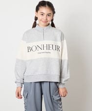 KJKKA40039 a.v.v KIDS(アー・ヴェ・ヴェ) [130-160]切り替えハーフジップスウェット ライトグレー