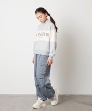 KJKKA40039 a.v.v KIDS(アー・ヴェ・ヴェ) [130-160]切り替えハーフジップスウェット ライトグレー