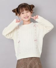 KJKKD13044 a.v.v KIDS(アー・ヴェ・ヴェ) [120-160]リボン付きニットドッキングPO アイボリー