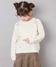 KJKKD13044 a.v.v KIDS(アー・ヴェ・ヴェ) [120-160]リボン付きニットドッキングPO アイボリー
