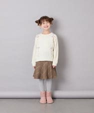 KJKKD13044 a.v.v KIDS(アー・ヴェ・ヴェ) [120-160]リボン付きニットドッキングPO アイボリー