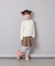 KJKKD13044 a.v.v KIDS(アー・ヴェ・ヴェ) [120-160]リボン付きニットドッキングPO アイボリー