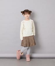 KJKKD13044 a.v.v KIDS(アー・ヴェ・ヴェ) [120-160]リボン付きニットドッキングPO アイボリー