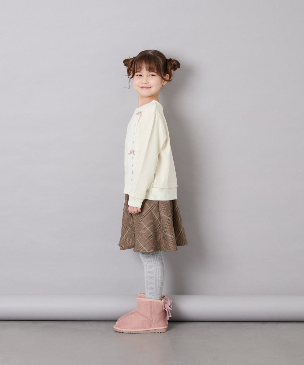 KJKKD13044 a.v.v KIDS(アー・ヴェ・ヴェ) [120-160]リボン付きニットドッキングPO アイボリー