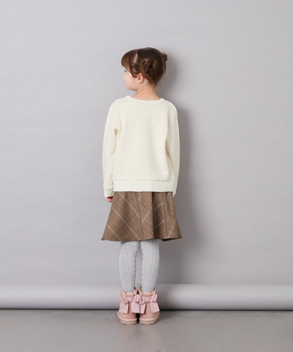 KJKKD13044 a.v.v KIDS(アー・ヴェ・ヴェ) [120-160]リボン付きニットドッキングPO アイボリー