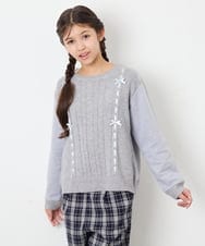KJKKD13044 a.v.v KIDS(アー・ヴェ・ヴェ) [120-160]リボン付きニットドッキングPO ライトグレー