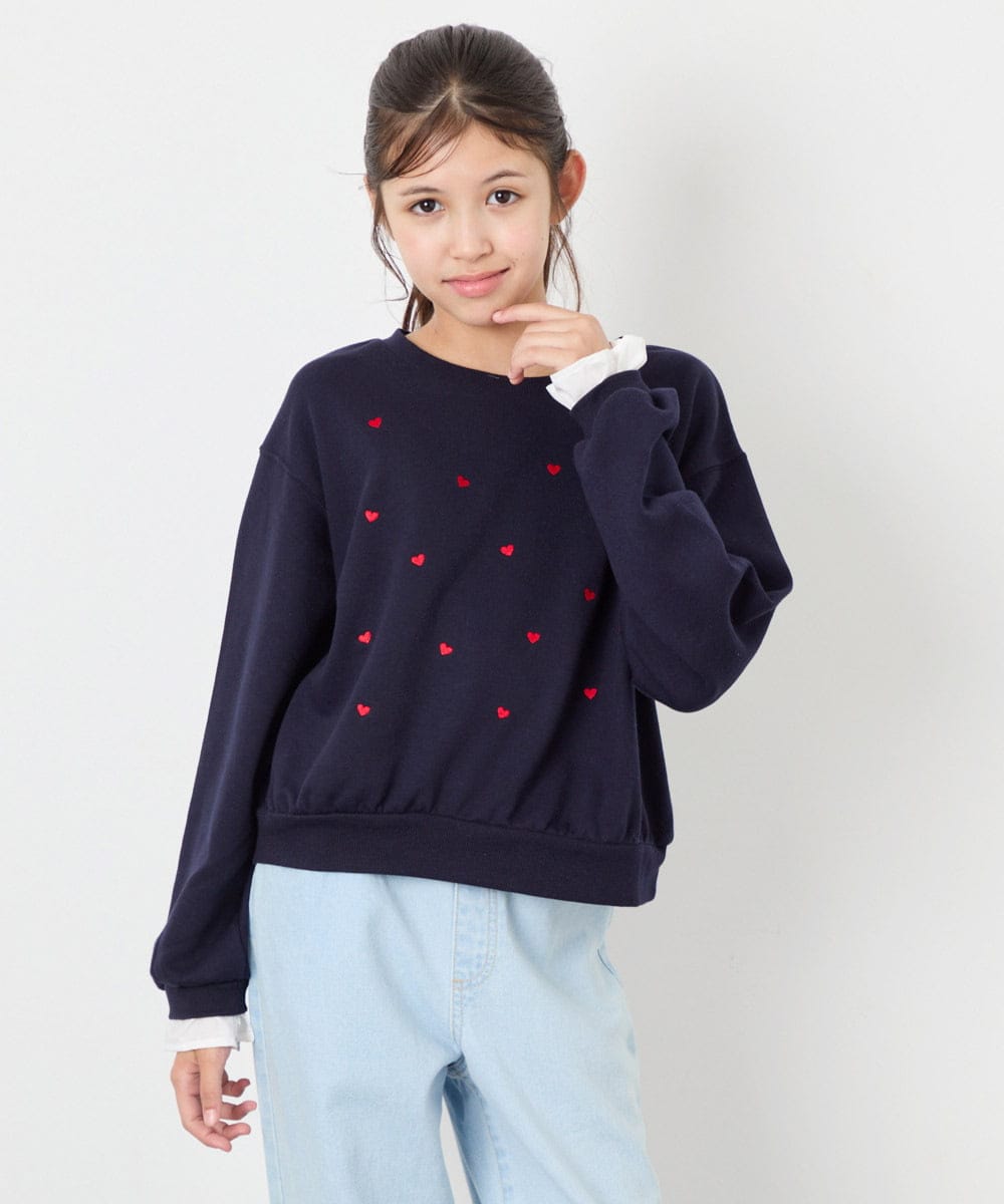 KJKKD14035 a.v.v KIDS(アー・ヴェ・ヴェ) [120-160]シャツレイヤー風プルオーバー ネイビー