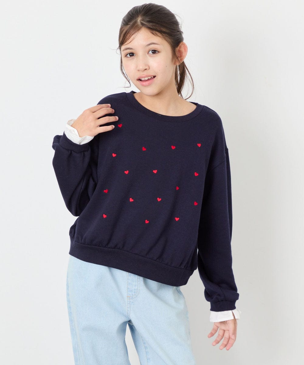 KJKKD14035 a.v.v KIDS(アー・ヴェ・ヴェ) [120-160]シャツレイヤー風プルオーバー ネイビー