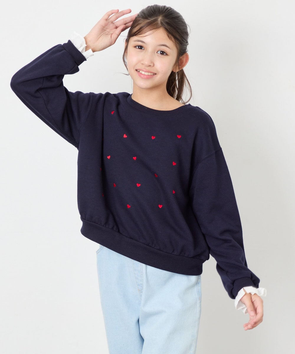 KJKKD14035 a.v.v KIDS(アー・ヴェ・ヴェ) [120-160]シャツレイヤー風プルオーバー ネイビー
