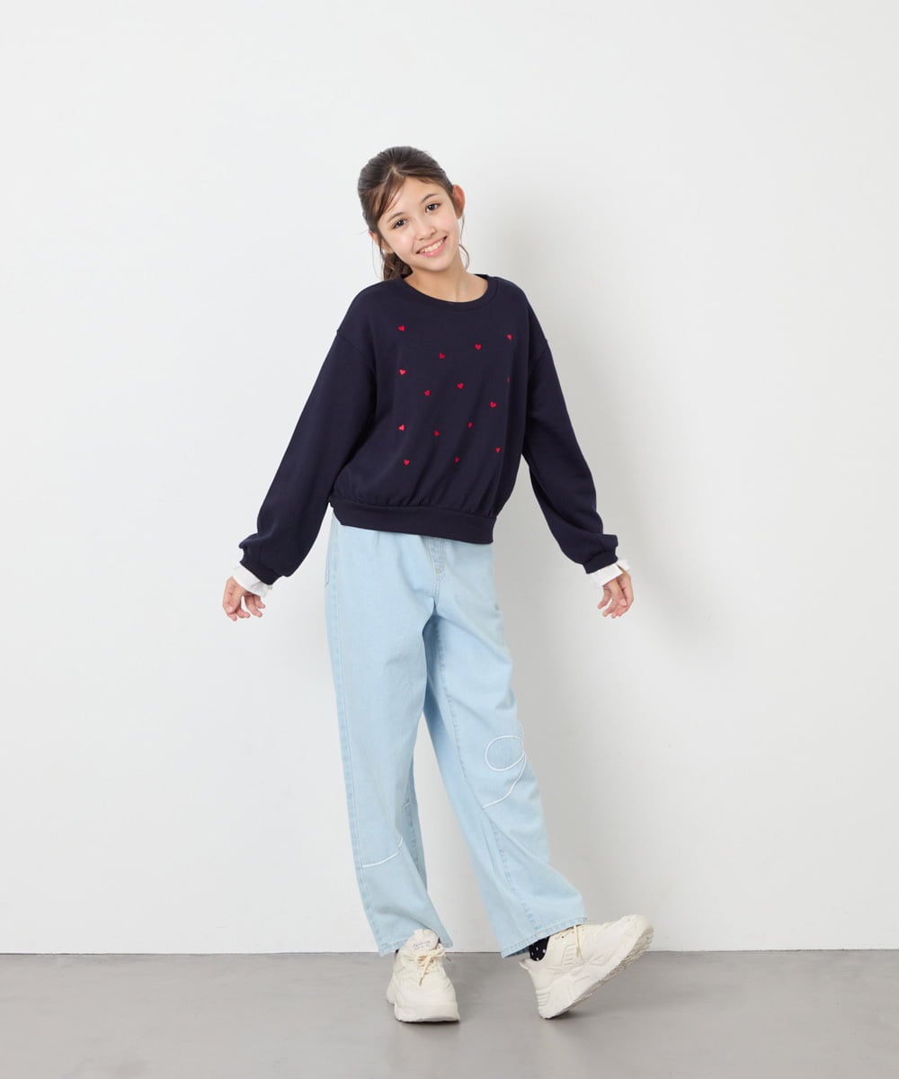 KJKKD14035 a.v.v KIDS(アー・ヴェ・ヴェ) [120-160]シャツレイヤー風プルオーバー ネイビー