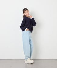 KJKKD14035 a.v.v KIDS(アー・ヴェ・ヴェ) [120-160]シャツレイヤー風プルオーバー ネイビー