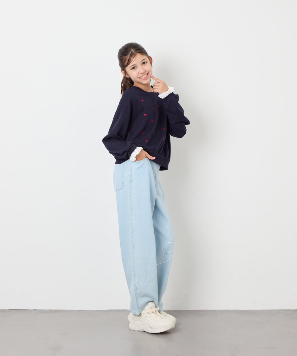 KJKKD14035 a.v.v KIDS(アー・ヴェ・ヴェ) [120-160]シャツレイヤー風プルオーバー ネイビー
