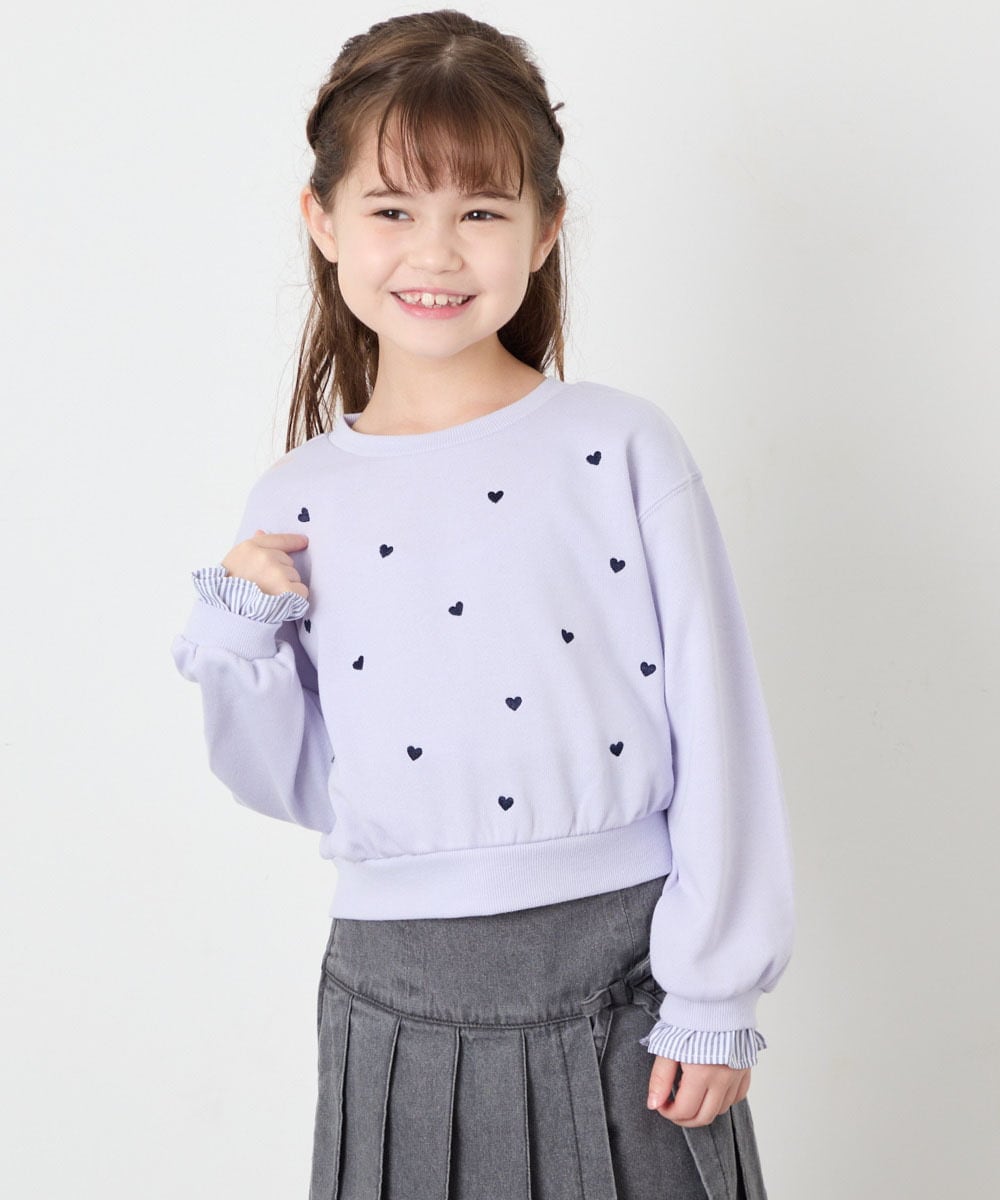 KJKKD14035 a.v.v KIDS(アー・ヴェ・ヴェ) [120-160]シャツレイヤー風プルオーバー ラベンダー