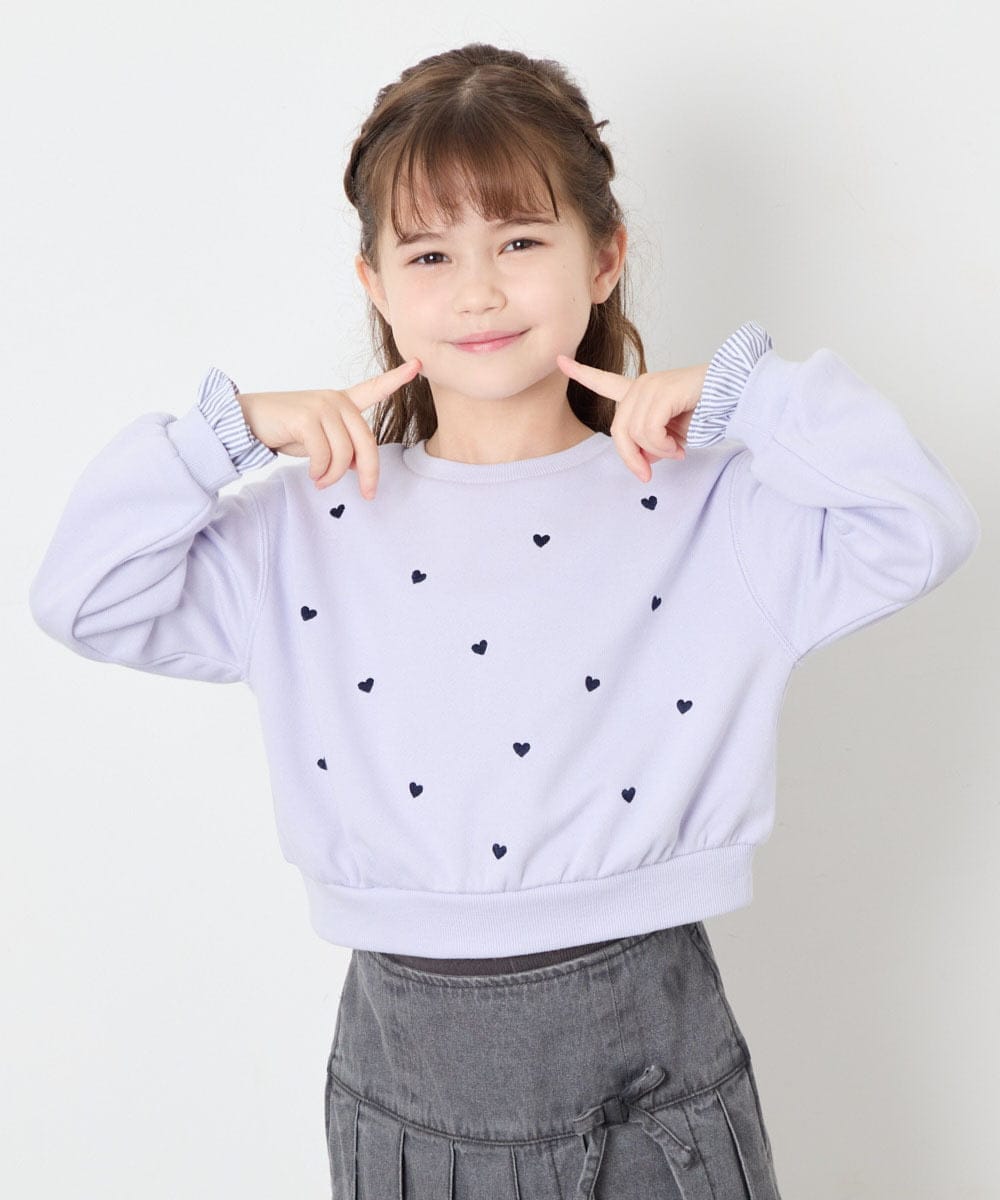 KJKKD14035 a.v.v KIDS(アー・ヴェ・ヴェ) [120-160]シャツレイヤー風プルオーバー ラベンダー