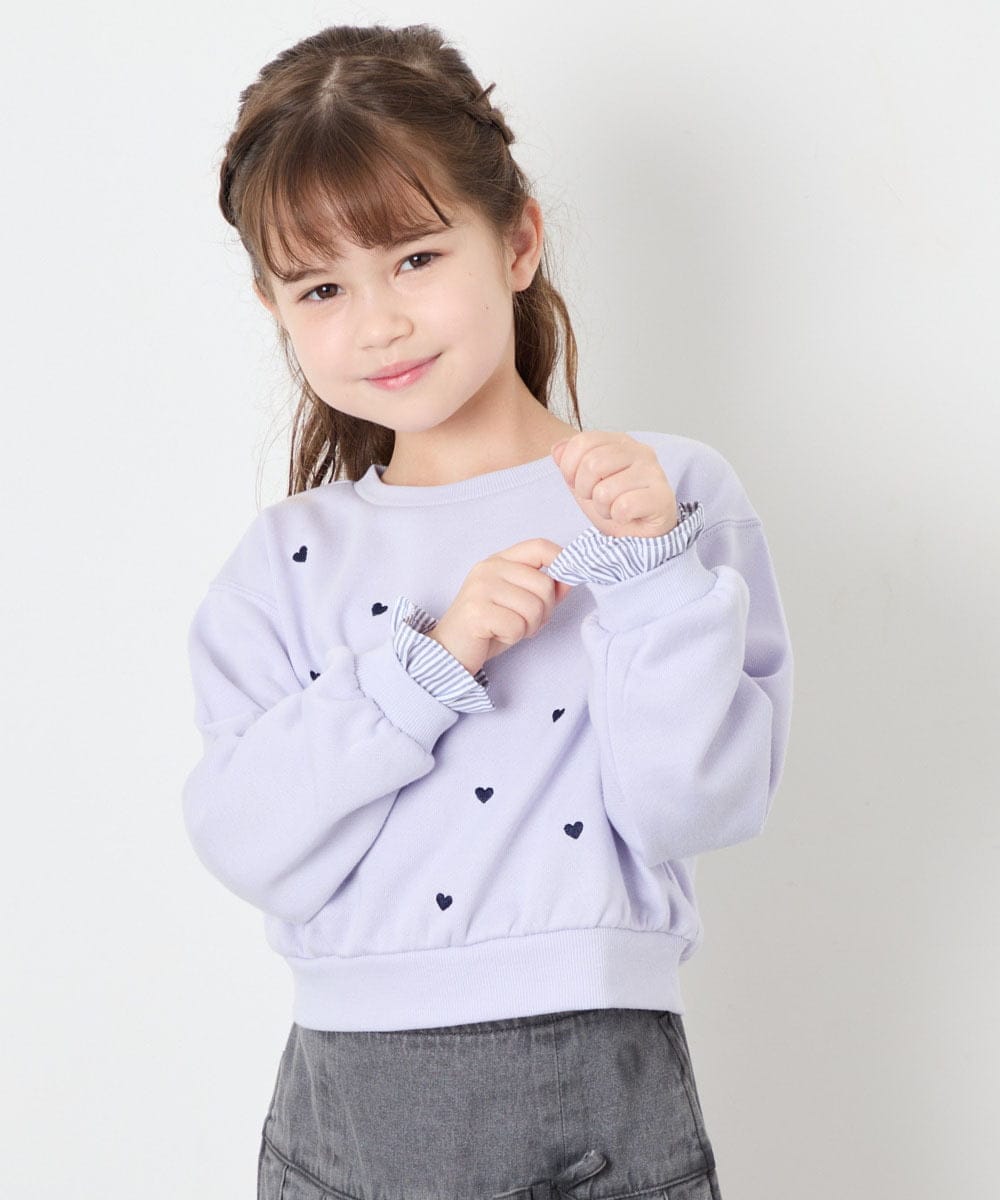 KJKKD14035 a.v.v KIDS(アー・ヴェ・ヴェ) [120-160]シャツレイヤー風プルオーバー ラベンダー