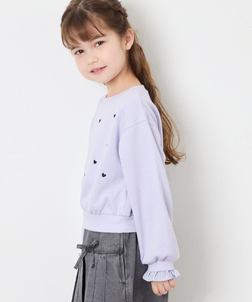 KJKKD14035 a.v.v KIDS(アー・ヴェ・ヴェ) [120-160]シャツレイヤー風プルオーバー ラベンダー