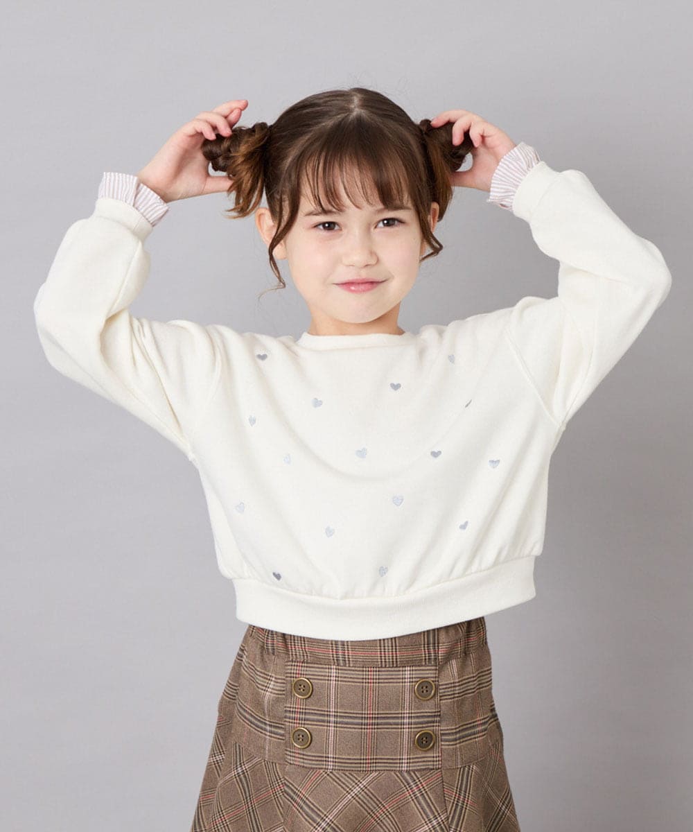 KJKKD14035 a.v.v KIDS(アー・ヴェ・ヴェ) [120-160]シャツレイヤー風プルオーバー アイボリー