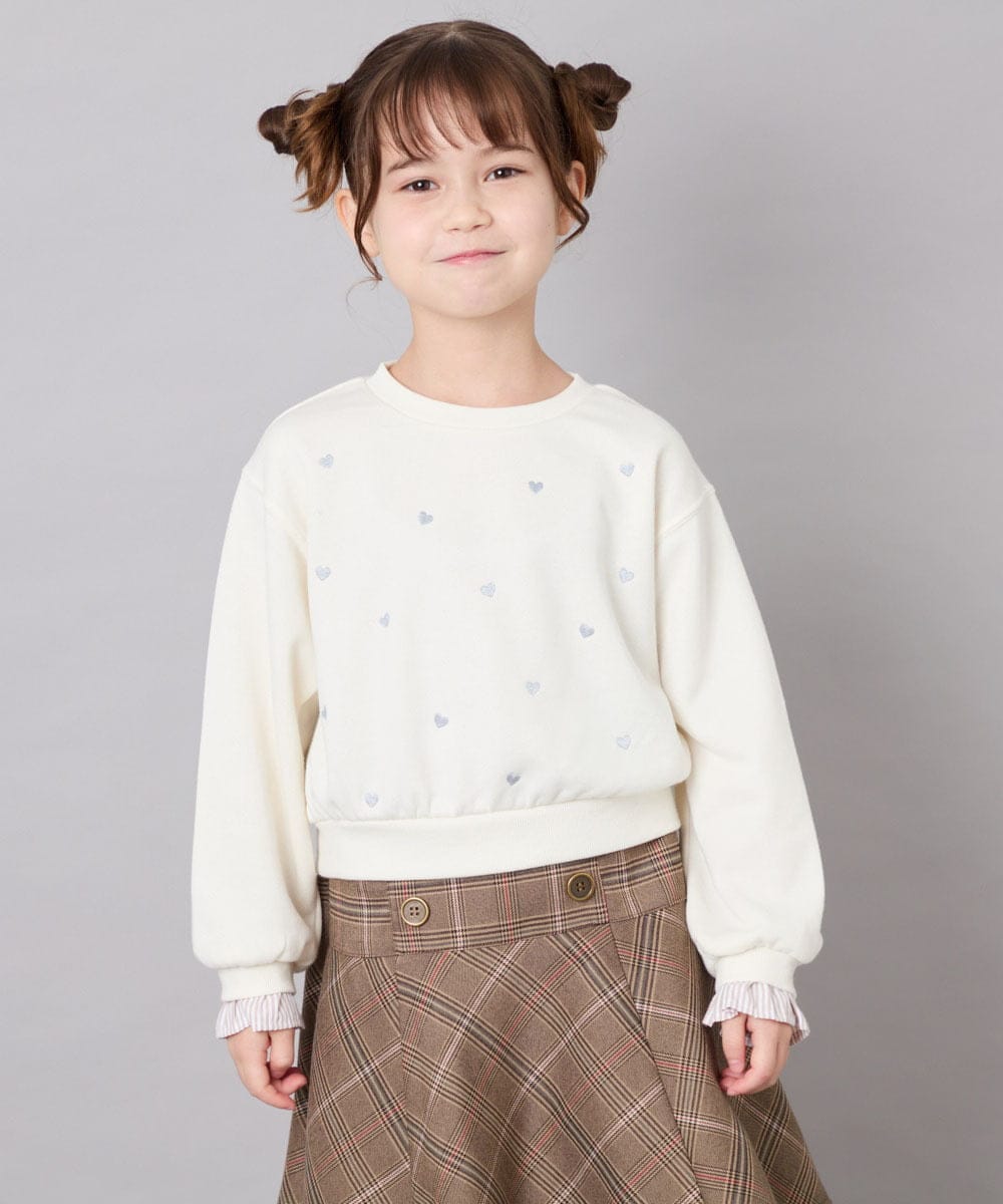 KJKKD14035 a.v.v KIDS(アー・ヴェ・ヴェ) [120-160]シャツレイヤー風プルオーバー アイボリー