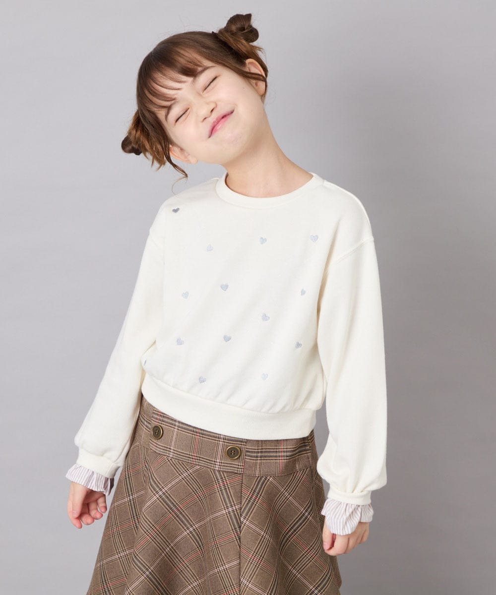 KJKKD14035 a.v.v KIDS(アー・ヴェ・ヴェ) [120-160]シャツレイヤー風プルオーバー アイボリー