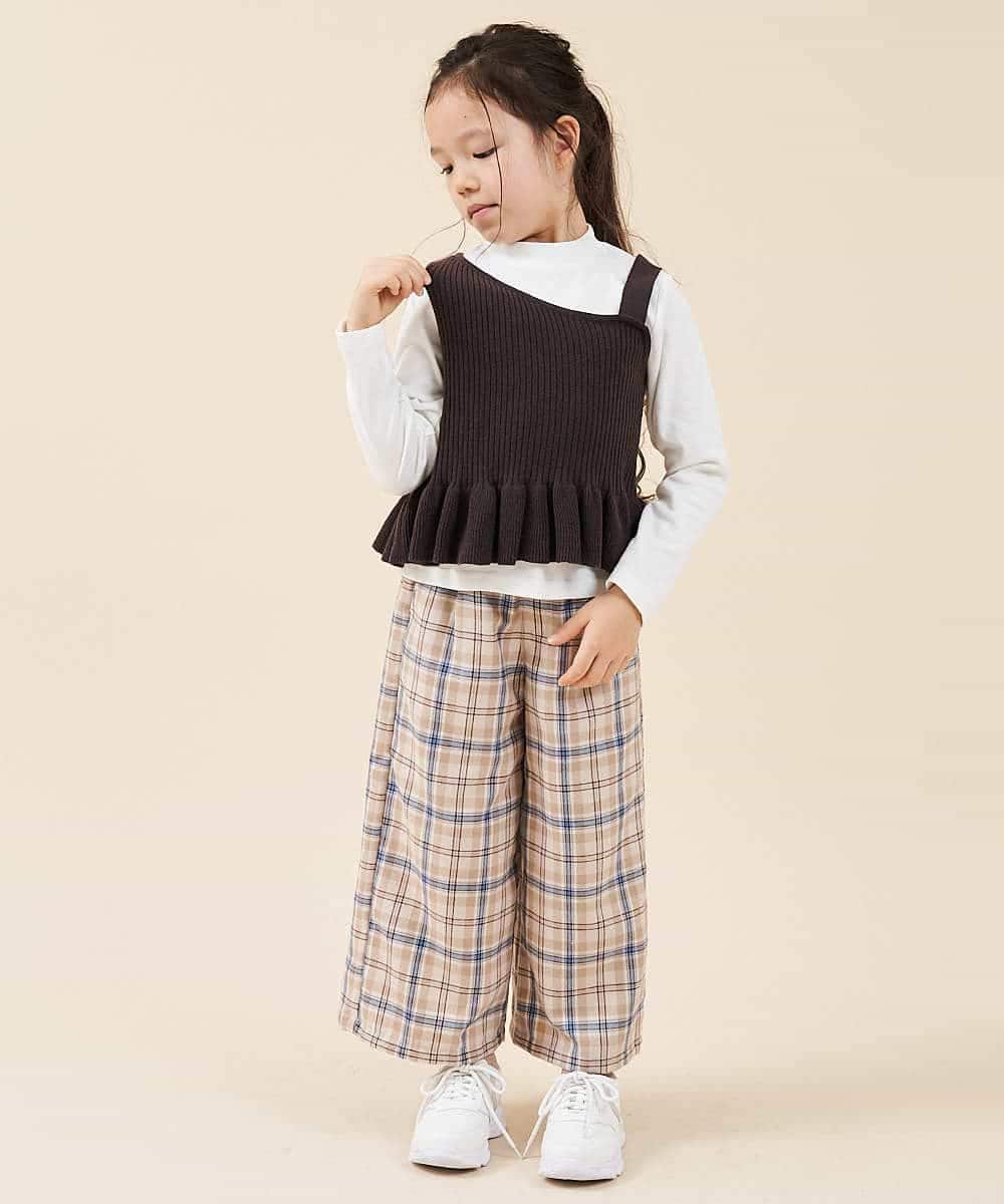 KJKKG06034 a.v.v KIDS(アー・ヴェ・ヴェ) [100-130]アシンメトリーニットベストセット[WEB限定サイズ] ブラウン
