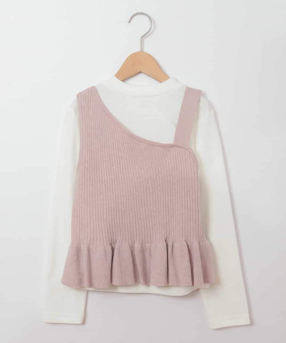 KJKKG06034 a.v.v KIDS(アー・ヴェ・ヴェ) [100-130]アシンメトリーニットベストセット[WEB限定サイズ] ピンク
