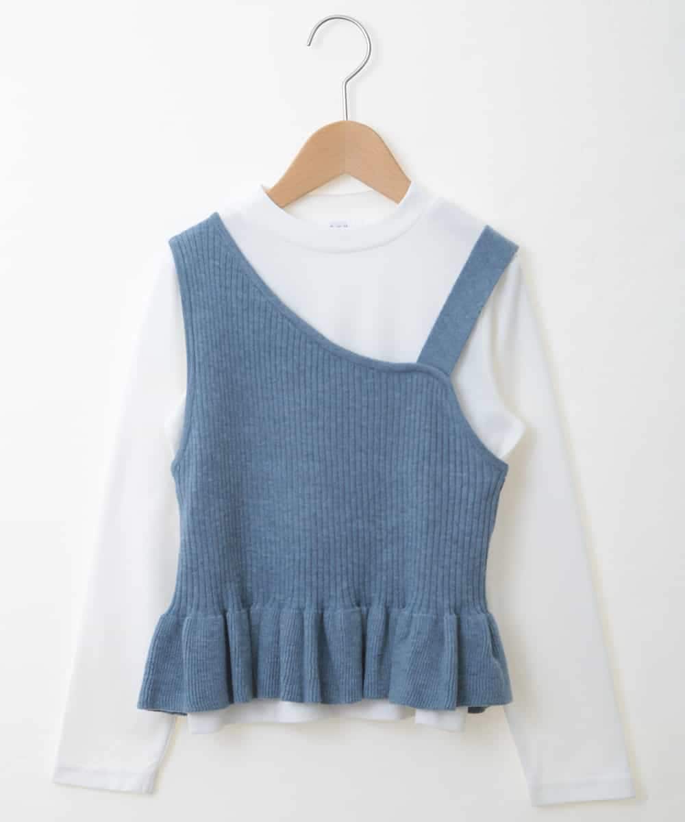 KJKKG06034 a.v.v KIDS(アー・ヴェ・ヴェ) [100-130]アシンメトリーニットベストセット[WEB限定サイズ] ブルー