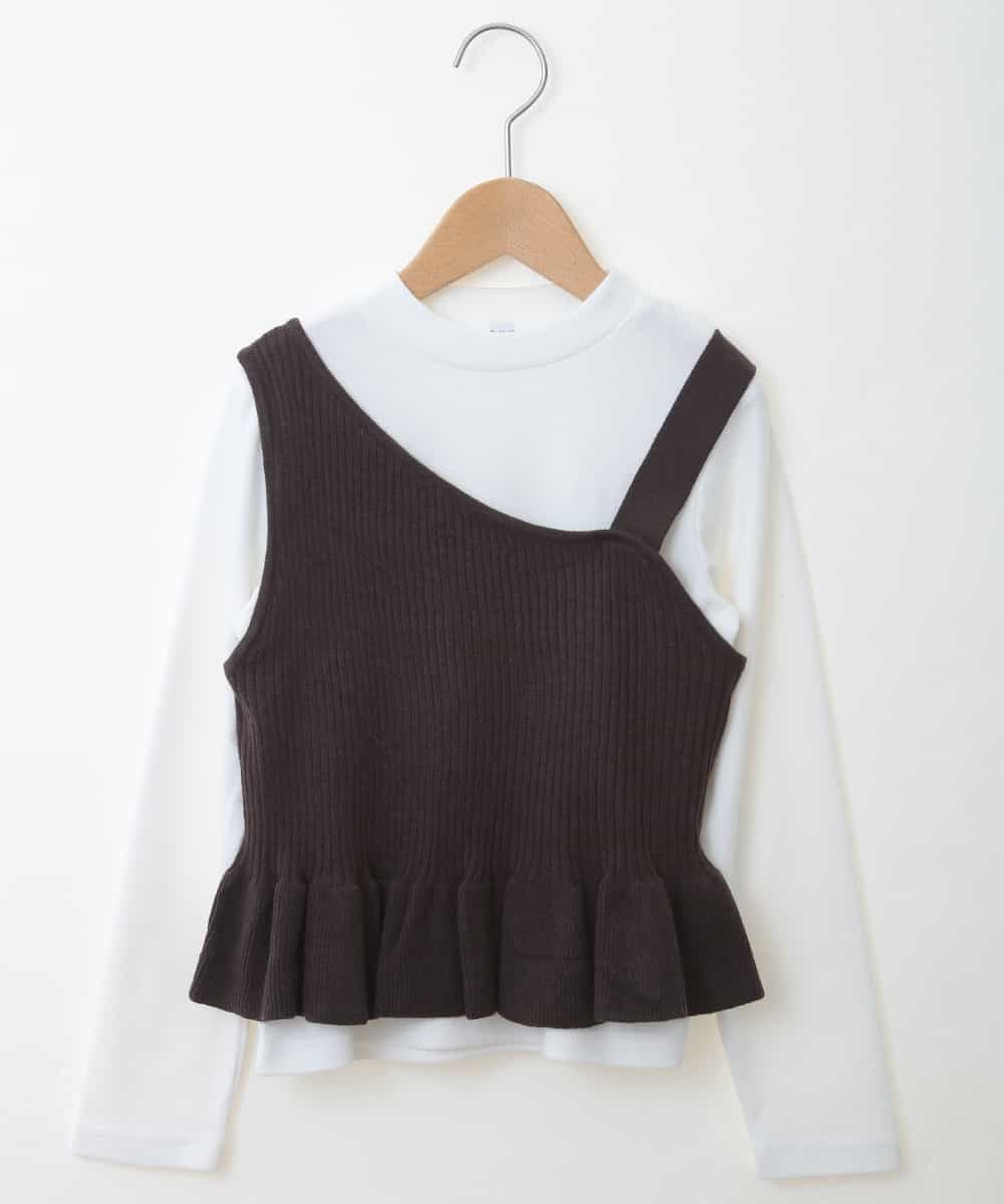 KJKKG06034 a.v.v KIDS(アー・ヴェ・ヴェ) [100-130]アシンメトリーニットベストセット[WEB限定サイズ] ブラウン