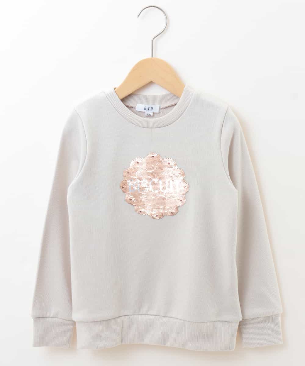 KJKKJ11024 a.v.v KIDS(アー・ヴェ・ヴェ) [100-130]トゥインクルスパンコールトレーナー[WEB限定サイズ] ベージュ