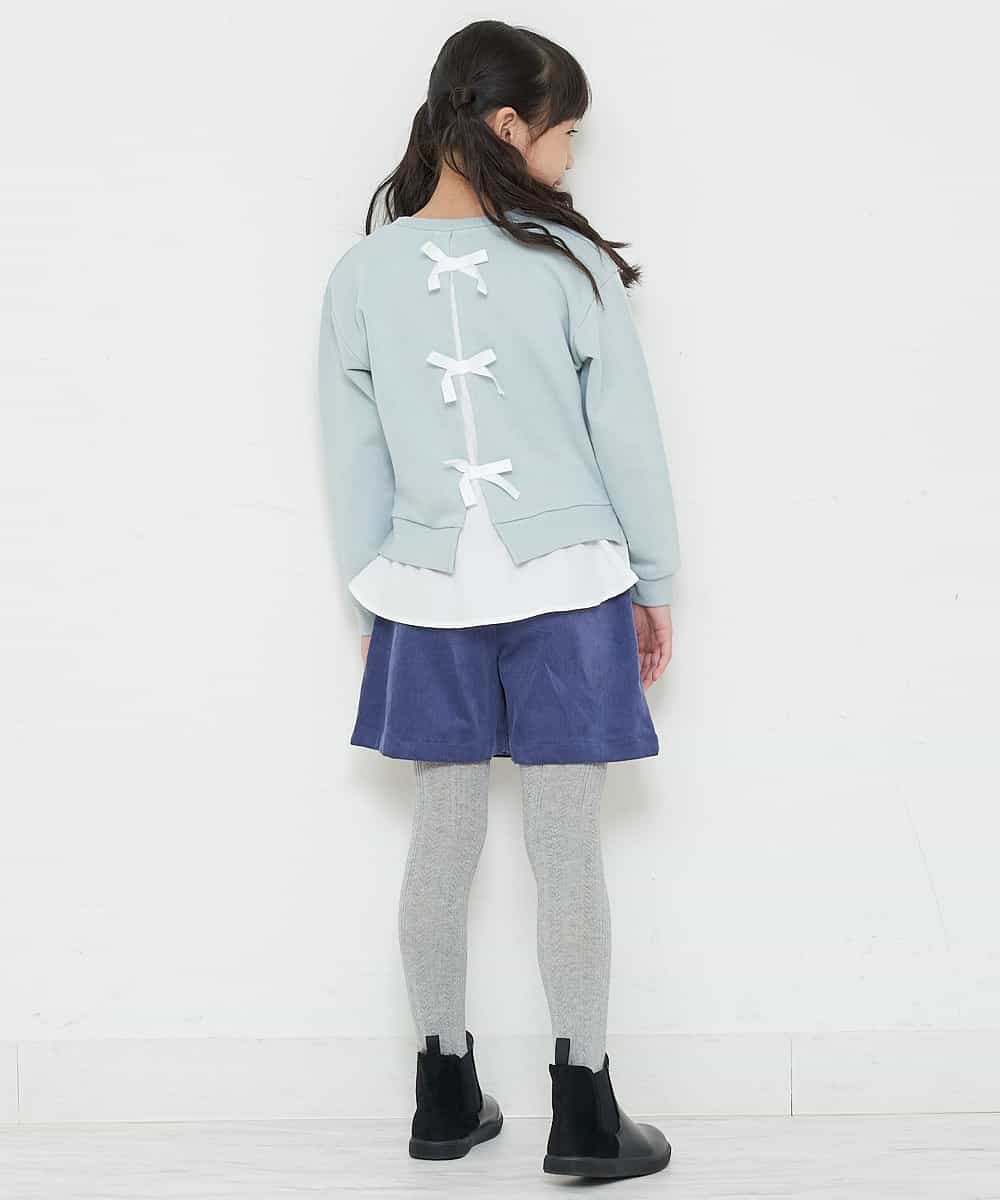 KJKKM47024 a.v.v KIDS(アー・ヴェ・ヴェ) [100-130]バックリボンシャツドッキングトレーナー ライトブルー