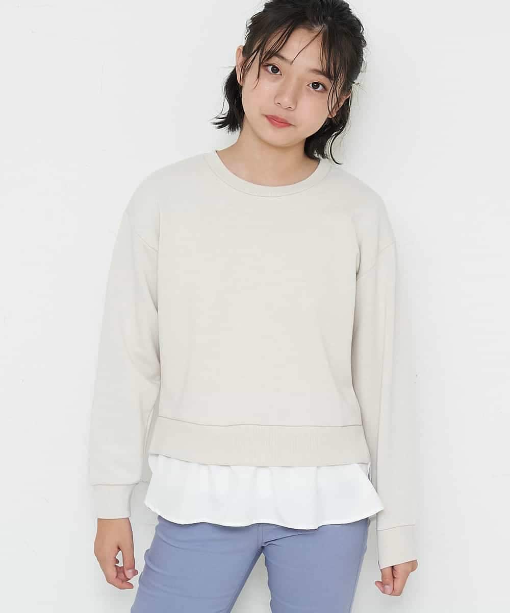 KJKKM47024 a.v.v KIDS(アー・ヴェ・ヴェ) [100-130]バックリボンシャツドッキングトレーナー ライトブルー