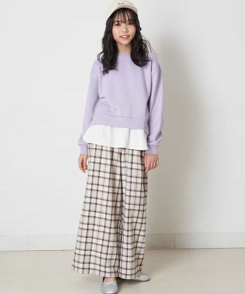 KJKKM47024 a.v.v KIDS(アー・ヴェ・ヴェ) [100-130]バックリボンシャツドッキングトレーナー ライトブルー