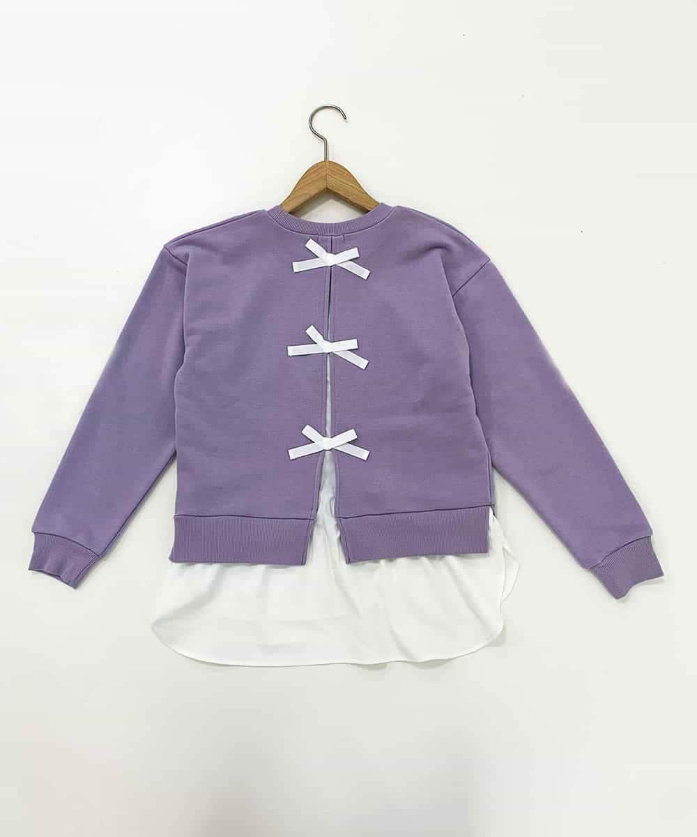 KJKKM47024 a.v.v KIDS(アー・ヴェ・ヴェ) [100-130]バックリボンシャツドッキングトレーナー ライトブルー