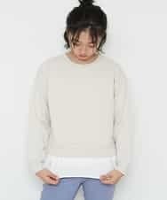 KJKKM47024 a.v.v KIDS(アー・ヴェ・ヴェ) [100-130]バックリボンシャツドッキングトレーナー ベージュ