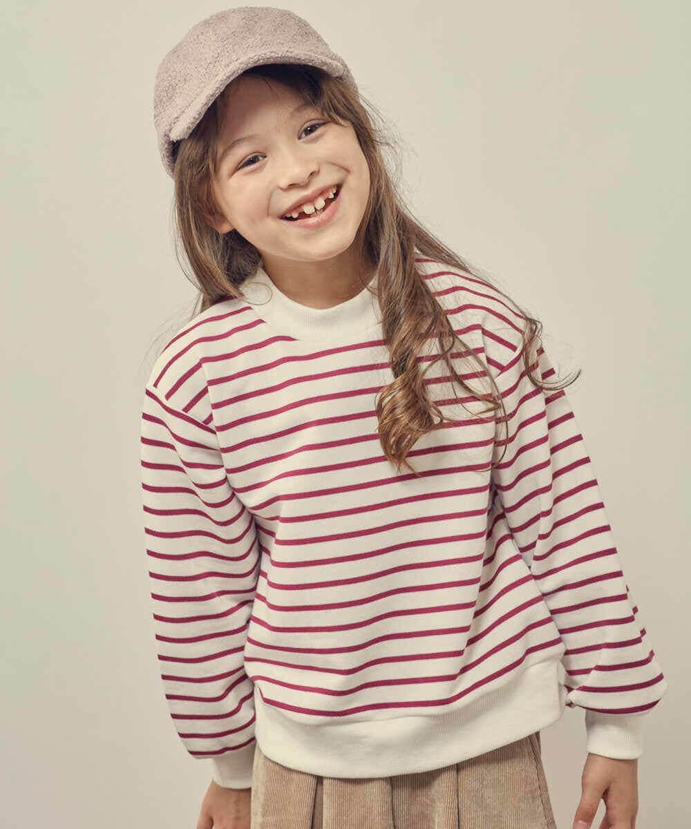 KJKKP33024 a.v.v KIDS(アー・ヴェ・ヴェ) [100-130]バックスリット ボーダートレーナー ピンク