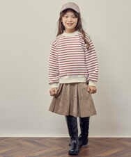 KJKKP33024 a.v.v KIDS(アー・ヴェ・ヴェ) [100-130]バックスリット ボーダートレーナー ピンク