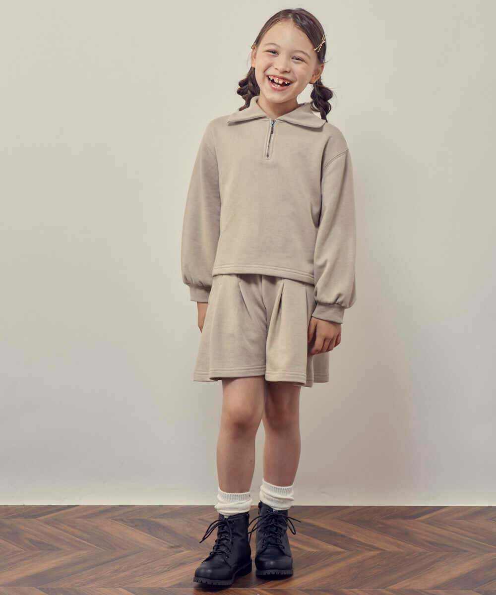 KJKKP41024 a.v.v KIDS(アー・ヴェ・ヴェ) [100-130]ハーフジップトレーナー ベージュ
