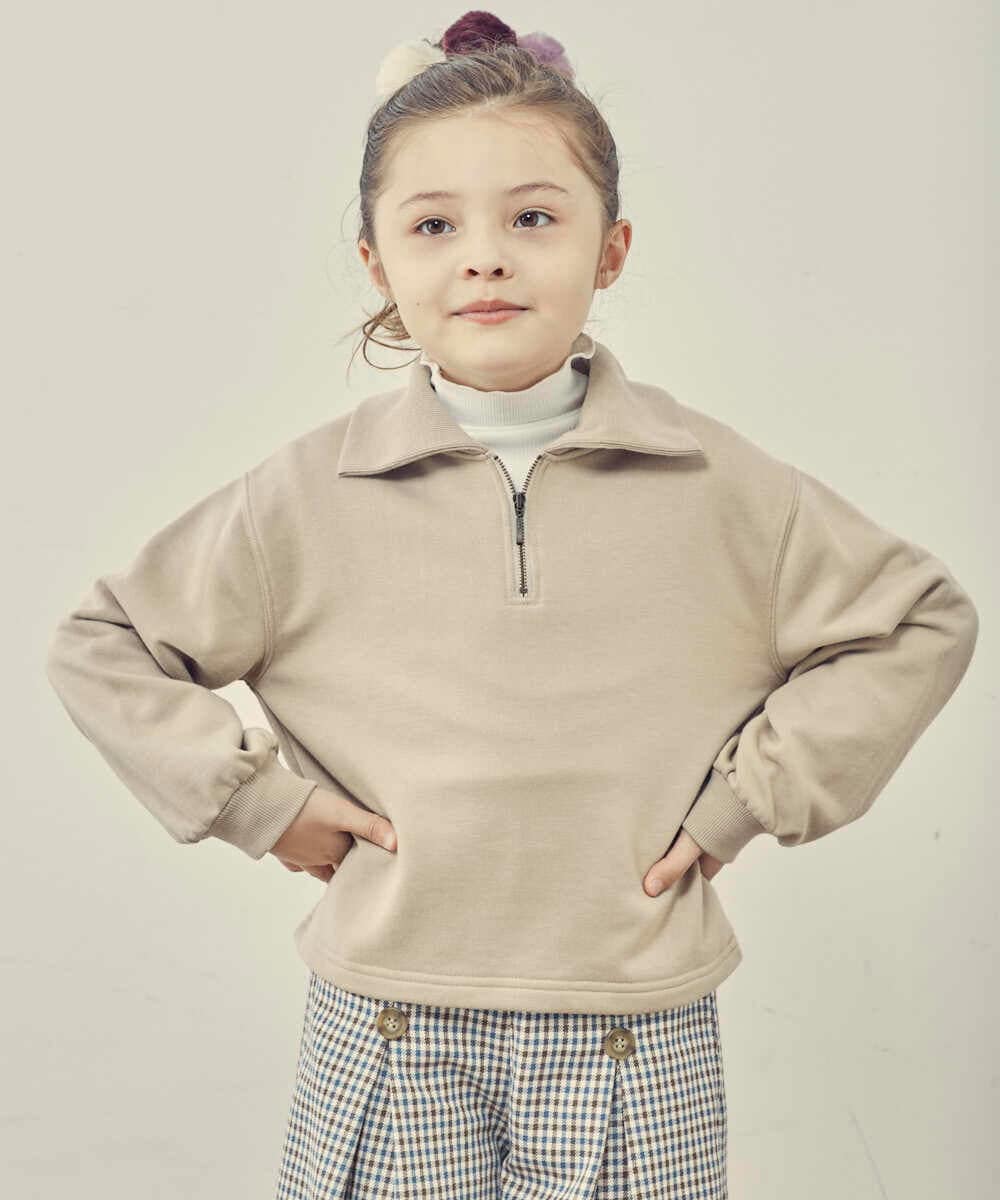 KJKKP41024 a.v.v KIDS(アー・ヴェ・ヴェ) [100-130]ハーフジップトレーナー ベージュ