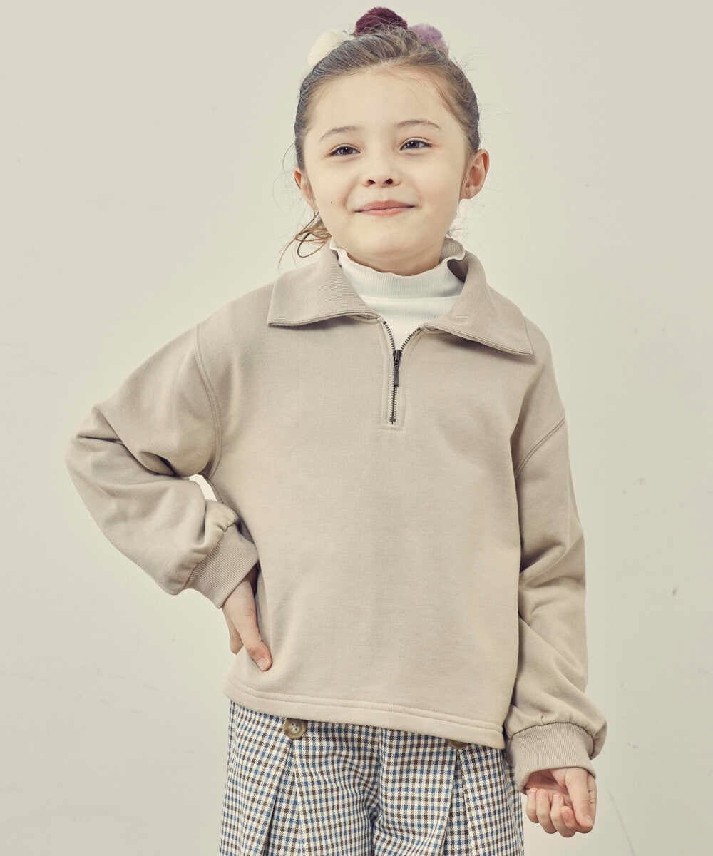 KJKKP41024 a.v.v KIDS(アー・ヴェ・ヴェ) [100-130]ハーフジップトレーナー ベージュ