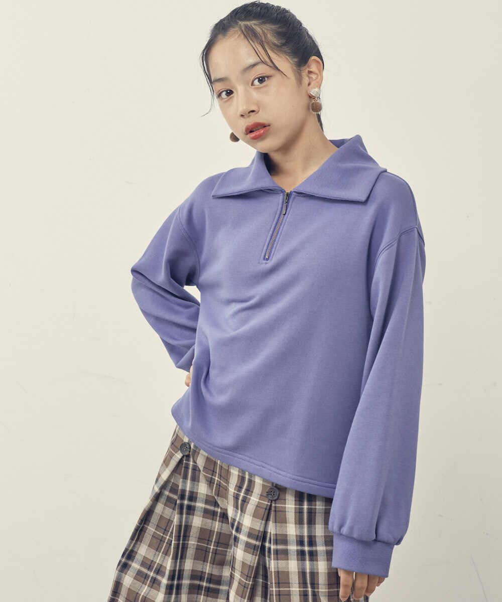 KJKKP41024 a.v.v KIDS(アー・ヴェ・ヴェ) [100-130]ハーフジップトレーナー ベージュ