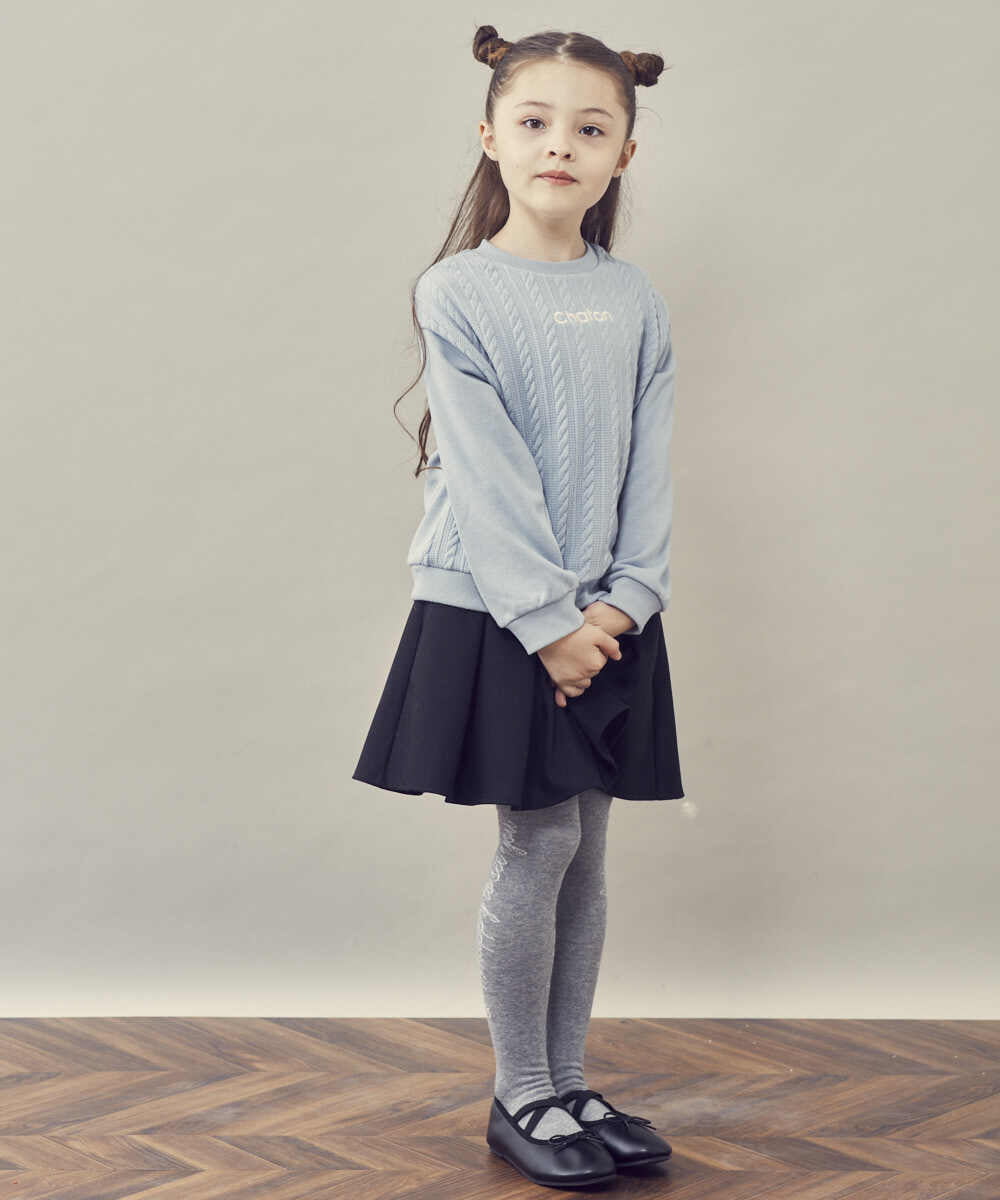 KJKKP43024 a.v.v KIDS(アー・ヴェ・ヴェ) [100-130]ケーブルドッキングロゴ刺繍トレーナー ライトブルー