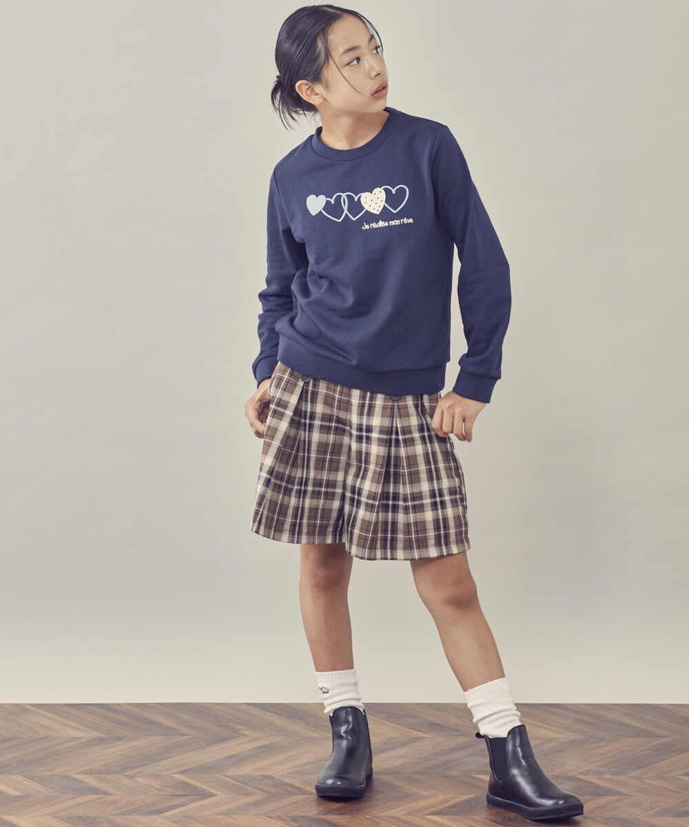 KJKKP44024 a.v.v KIDS(アー・ヴェ・ヴェ) [100-130]ハートモチーフトレーナー ピンク