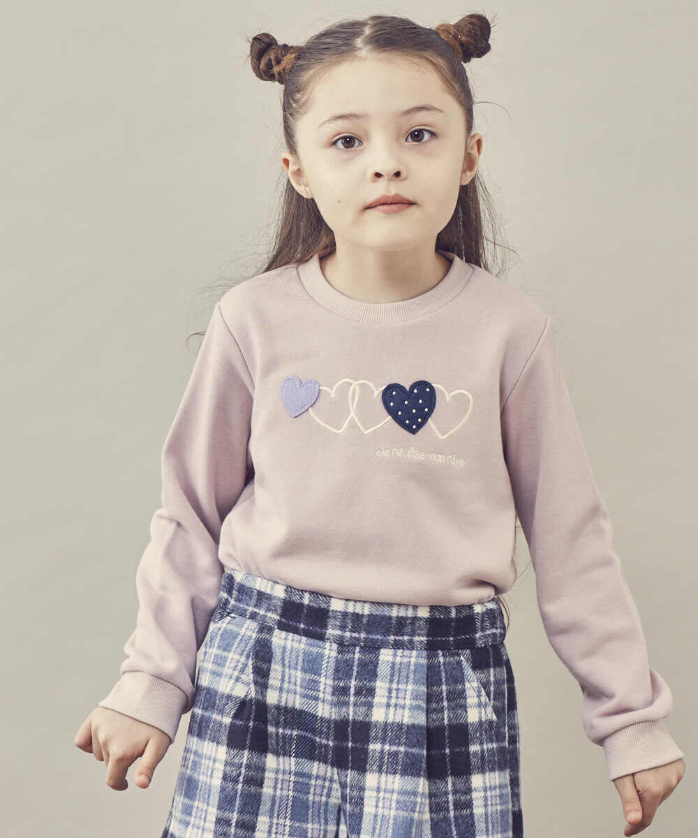 KJKKP44024 a.v.v KIDS(アー・ヴェ・ヴェ) [100-130]ハートモチーフトレーナー ピンク