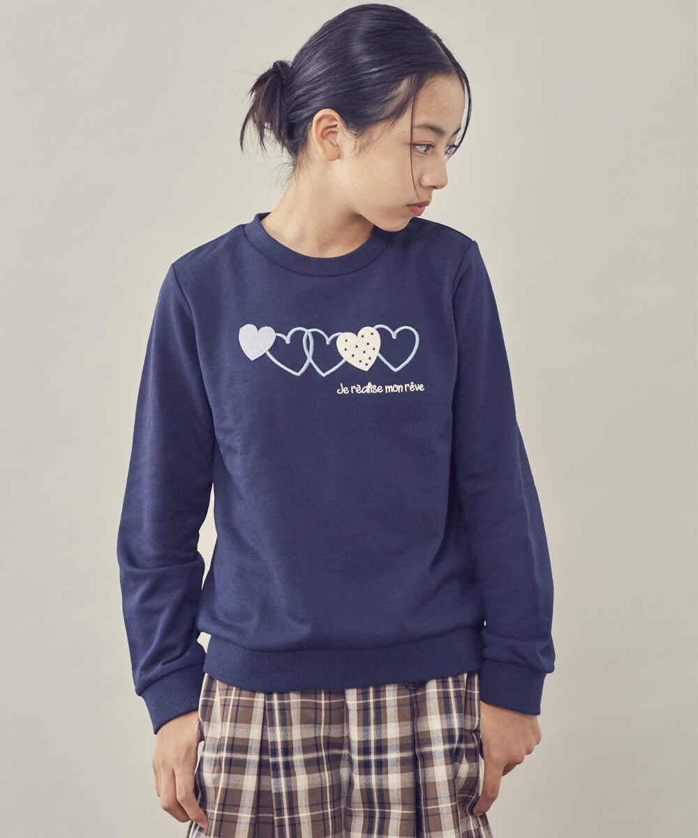 KJKKP44024 a.v.v KIDS(アー・ヴェ・ヴェ) [100-130]ハートモチーフトレーナー ピンク