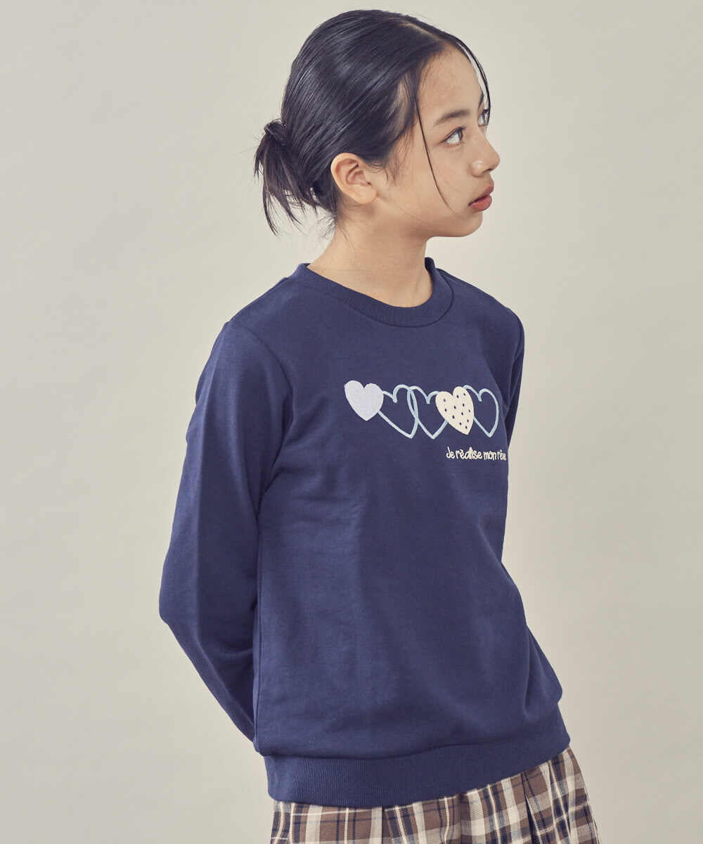 KJKKP44024 a.v.v KIDS(アー・ヴェ・ヴェ) [100-130]ハートモチーフトレーナー ピンク